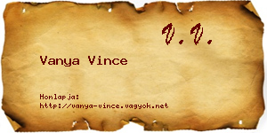 Vanya Vince névjegykártya